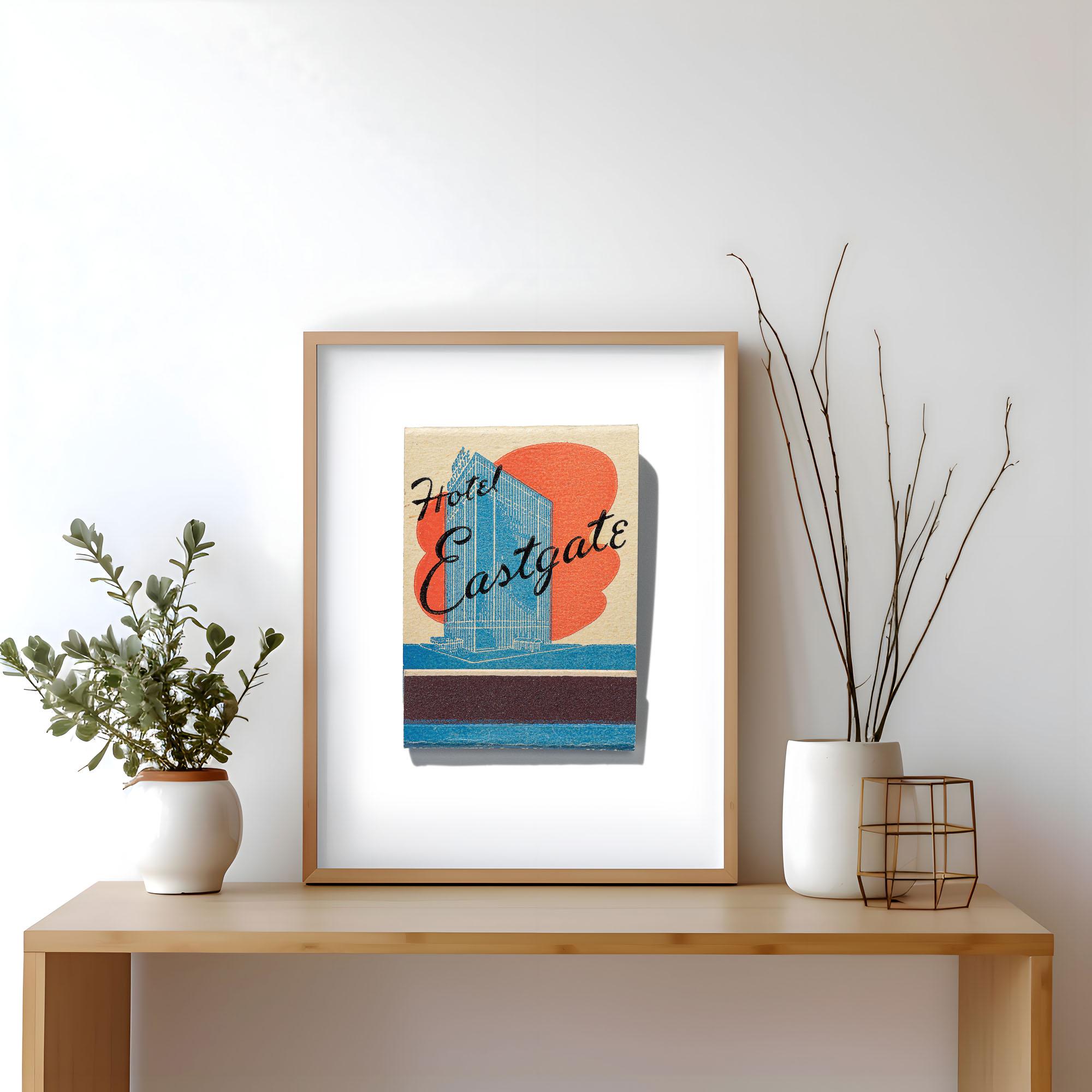 Hotel Eastgate matchbook print, framed